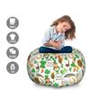 Ambesonne St. Patrick's Day Storage Toy Bag Chair, Irish Party Pattern Beer Leprechaun Flag Hearts Rainbow Gold Shamrock, Stuffed Animal Organizer Washable Bag, Large Size, Shamrock Green view 2