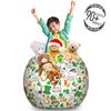 Ambesonne St. Patrick's Day Storage Toy Bag Chair, Irish Party Pattern Beer Leprechaun Flag Hearts Rainbow Gold Shamrock, Stuffed Animal Organizer Washable Bag, Large Size, Shamrock Green view 3