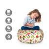 Ambesonne Mushroom Storage Toy Bag Chair, Forest Life Themed Pattern with Ladybird Snail Flower and Leaf Childish Characters, Stuffed Animal Organizer Washable Bag, Small Size, Cream Green view 2
