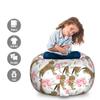 Ambesonne Jaguar Storage Toy Bag Chair, Retro Flowers and Jaguars Blossoming Corsage Botanical Illustration, Stuffed Animal Organizer Washable Bag, Large Size, Brown Pink view 2