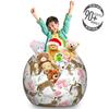 Ambesonne Jaguar Storage Toy Bag Chair, Retro Flowers and Jaguars Blossoming Corsage Botanical Illustration, Stuffed Animal Organizer Washable Bag, Large Size, Brown Pink view 3