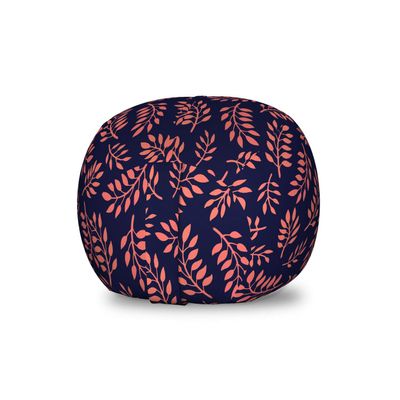 Ambesonne Coral and Navy Storage Toy Bag Chair, Continuous Pattern with Leafy Branches Abstract Bicolour Design, Stuffed Animal Organizer Washable Bag, Small Size, Blue Coral
