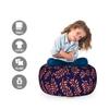 Ambesonne Coral and Navy Storage Toy Bag Chair, Continuous Pattern with Leafy Branches Abstract Bicolour Design, Stuffed Animal Organizer Washable Bag, Small Size, Blue Coral view 2