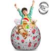 Ambesonne Ladybugs Storage Toy Bag Chair, Nature with Abstract Insects Trees and Flowers Pattern Cartoon, Stuffed Animal Organizer Washable Bag, Large Size, Coral Black view 3