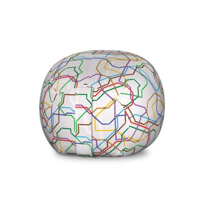 Ambesonne Map Storage Toy Bag Chair, Stripes in Vibrant Colors Metro Scheme Subway Stations Abstract Railroad Transportation, Stuffed Animal Organizer Washable Bag, Large Size, Red Green
