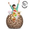 Ambesonne Funny Sloth Storage Toy Bag Chair, Whimsical Lazy Animal with Morning Coffee Poses Enjoy The Moment, Stuffed Animal Organizer Washable Bag, Large Size, Umber Beige Warm Taupe view 3