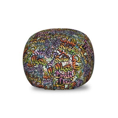 Ambesonne Hip Hop Storage Toy Bag Chair, Grafitti Style Background Ghetto Street Lifestyle Expressive Concept, Stuffed Animal Organizer Washable Bag, Small Size, Lilac Yellow