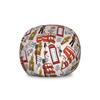 Ambesonne London Storage Toy Bag Chair, Doodle English Crown London Cab Telephone Booth Watch Big Ben Umbrella Bicycle, Stuffed Animal Organizer Washable Bag, Large Size, Grey Red view 1