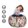 Ambesonne London Storage Toy Bag Chair, Doodle English Crown London Cab Telephone Booth Watch Big Ben Umbrella Bicycle, Stuffed Animal Organizer Washable Bag, Large Size, Grey Red view 2