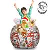 Ambesonne London Storage Toy Bag Chair, Doodle English Crown London Cab Telephone Booth Watch Big Ben Umbrella Bicycle, Stuffed Animal Organizer Washable Bag, Large Size, Grey Red view 3