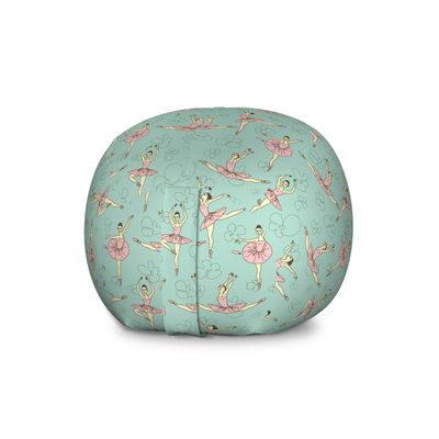 Ambesonne Ballet Storage Toy Bag Chair, Ballerinas Dancing in Various Poses Fine Arts Theme Theatrical Activity, Stuffed Animal Organizer Washable Bag, Large Size, Pink Seafoam