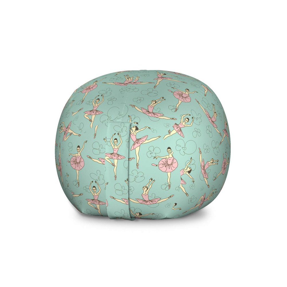 Ambesonne Ballet Storage Toy Bag Chair, Ballerinas Dancing in Various Poses Fine Arts Theme Theatrical Activity, Stuffed Animal Organizer Washable Bag, Large Size, Pink Seafoam