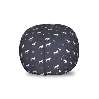 Ambesonne Horses Storage Toy Bag Chair, Animal Pattern Sublime Mustang Silhouette Wildlife Horseshoe Abstract, Stuffed Animal Organizer Washable Bag, Small Size, Purple Grey