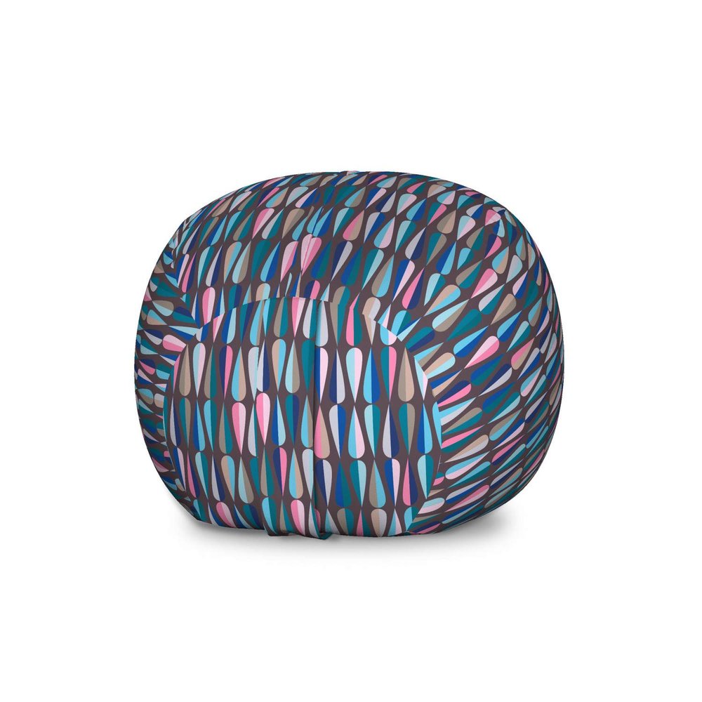 Ambesonne Mid Century Storage Toy Bag Chair, Modern Style Retro Pattern Droplet Shapes Mosaic in Tones, Stuffed Animal Organizer Washable Bag, Large Size, Taupe Blue