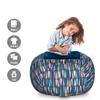 Ambesonne Mid Century Storage Toy Bag Chair, Modern Style Retro Pattern Droplet Shapes Mosaic in Tones, Stuffed Animal Organizer Washable Bag, Large Size, Taupe Blue view 2