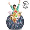 Ambesonne Mid Century Storage Toy Bag Chair, Modern Style Retro Pattern Droplet Shapes Mosaic in Tones, Stuffed Animal Organizer Washable Bag, Large Size, Taupe Blue view 3