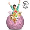 Ambesonne Mauve Storage Toy Bag Chair, Orient Bohemian Paisley Pattern Floral Folkloric Design, Stuffed Animal Organizer Washable Bag, Large Size, Rose Pink view 3