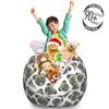 Ambesonne Pug Storage Toy Bag Chair, Cheerful Playful Animals Dog Heads with Tongues Out and Grunge Effect, Stuffed Animal Organizer Washable Bag, Large Size, Charcoal Grey view 3