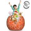 Ambesonne Seahorse Storage Toy Bag Chair, Cartoon Seahorse Ornamented with Curvy Lines in Repeating Form, Stuffed Animal Organizer Washable Bag, Large Size, White Sienna view 3