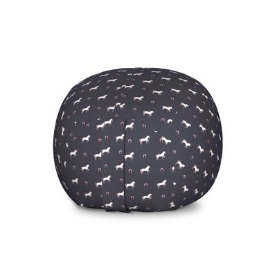 Ambesonne Horses Storage Toy Bag Chair, Animal Pattern Sublime Mustang Silhouette Wildlife Horseshoe Abstract, Stuffed Animal Organizer Washable Bag, Large Size, Purple Grey