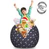 Ambesonne Horses Storage Toy Bag Chair, Animal Pattern Sublime Mustang Silhouette Wildlife Horseshoe Abstract, Stuffed Animal Organizer Washable Bag, Large Size, Purple Grey view 3
