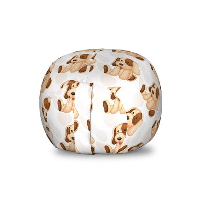 Ambesonne Dog Lover Storage Toy Bag Chair, Funny Cartoon Design Pattern of an Animal Character Pet with Long Ears Print, Stuffed Animal Organizer Washable Bag, Small Size, Beige and Brown