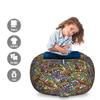 Ambesonne Hip Hop Storage Toy Bag Chair, Grafitti Style Background Ghetto Street Lifestyle Expressive Concept, Stuffed Animal Organizer Washable Bag, Large Size, Lilac Yellow view 2