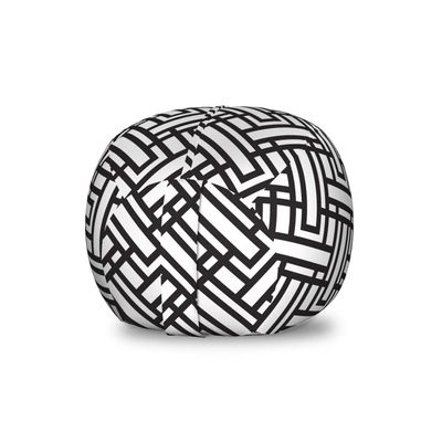 Ambesonne Black and White Storage Toy Bag Chair, Monochrome Interlocking Stripes Pattern with Modern Abstract Inspirations, Stuffed Animal Organizer Washable Bag, Small Size, White Black