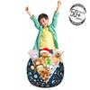 Ambesonne Sport Storage Toy Bag Chair, Many Basketball Baseball and Football Champ Gloves Dark Background, Stuffed Animal Organizer Washable Bag, Small Size, Brown Blue view 3