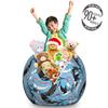 Ambesonne Narwhal Storage Toy Bag Chair, Arctic Giant Sea Mammals Orca White Whale Narwhal Sketch Ocean Fauna, Stuffed Animal Organizer Washable Bag, Large Size, Coral Black view 3