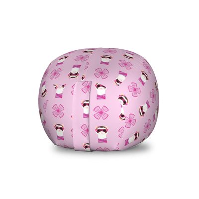 Ambesonne Ferret Storage Toy Bag Chair, Funny Cartoon Pattern of Animal with Glasses and Scarf, Stuffed Animal Organizer Washable Bag, Small Size, Pink Fuchsia