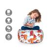 Ambesonne Fox Storage Toy Bag Chair, Snow Foxes with Winter Sweaters and Scarf Cartoon Vulpe Friends in Cozy Environment, Stuffed Animal Organizer Washable Bag, Small Size, White Orange view 2