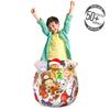 Ambesonne Fox Storage Toy Bag Chair, Snow Foxes with Winter Sweaters and Scarf Cartoon Vulpe Friends in Cozy Environment, Stuffed Animal Organizer Washable Bag, Small Size, White Orange view 3