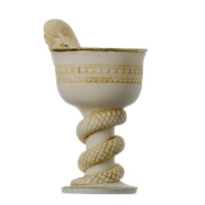 Cup of Asclepius Rod Greek God Medicine Doctor Symbol Alabaster Gold Handmade