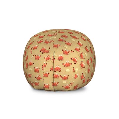 Ambesonne Crabs Storage Toy Bag Chair, Playful Sea Animals on a Sandy Beach with Shells Design Fauna, Stuffed Animal Organizer Washable Bag, Large Size, Pale Brown Orange