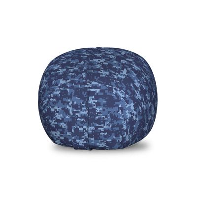 Ambesonne Camo Storage Toy Bag Chair, Retro Composition of Grunge Camouflage Pattern Print in Modern Blue Tones, Stuffed Animal Organizer Washable Bag, Small Size, Dark Blue