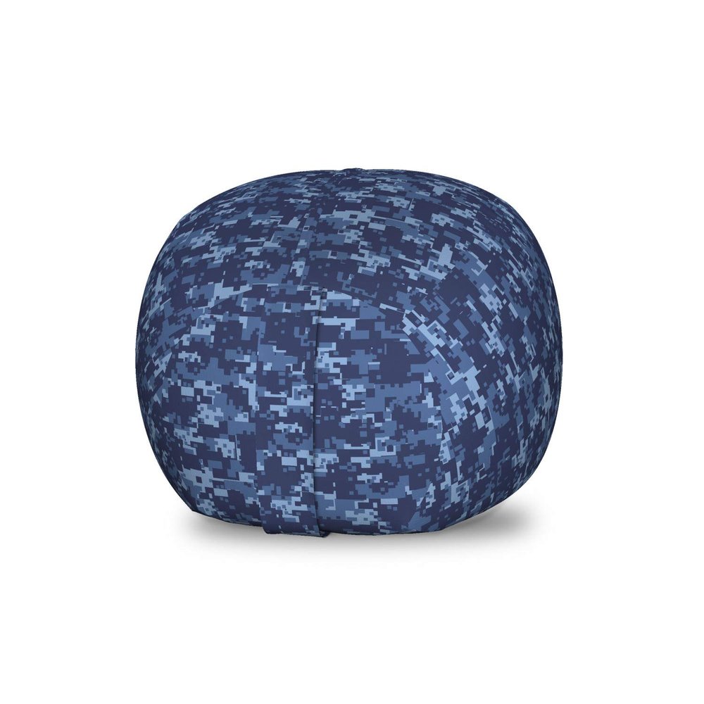 Ambesonne Camo Storage Toy Bag Chair, Retro Composition of Grunge Camouflage Pattern Print in Modern Blue Tones, Stuffed Animal Organizer Washable Bag, Small Size, Dark Blue