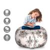 Ambesonne Dog Lover Storage Toy Bag Chair, Wolf Pattern with Design Elements Motifs Geometric, Stuffed Animal Organizer Washable Bag, Large Size, Ivory Grey view 2