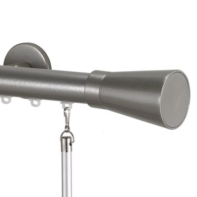 Infinette Tekno 25 Linea 1-1/8 Inch Diameter Single Traverse Window Curtain Rod Set, 48 Inch, Antique Silver