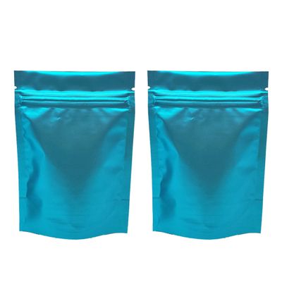QQ Studio Pack of 100 Matte/Glossy Color Stand-Up Foil Resealable Zipper Pouches (6.3" x 8.6", Matte Blue)