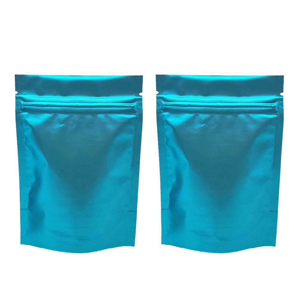 QQ Studio Pack of 100 Matte/Glossy Color Stand-Up Foil Resealable Zipper Pouches (6.3" x 8.6", Matte Blue)