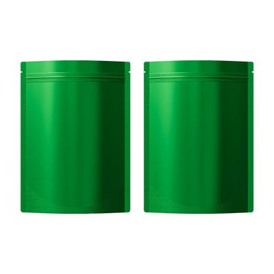 QQ Studio Pack of 100 Matte/Glossy Color Stand-Up Foil Resealable Zipper Pouches (6.3" x 8.6", Matte Green)