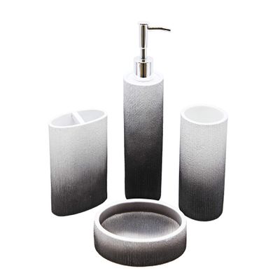 Marina Decoration Luxury Modern Dcor 4 Piece Bath Accessories Set Ensemble Included Bathroom Liquid Soap Lotion Dispenser Pump Toothbrush Holder Tumbler and Soap Dish, Unicorn Ribbed Style