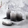 Marina Decoration Luxury Modern Dcor 4 Piece Bath Accessories Set Ensemble Included Bathroom Liquid Soap Lotion Dispenser Pump Toothbrush Holder Tumbler and Soap Dish, Unicorn Ribbed Style view 2