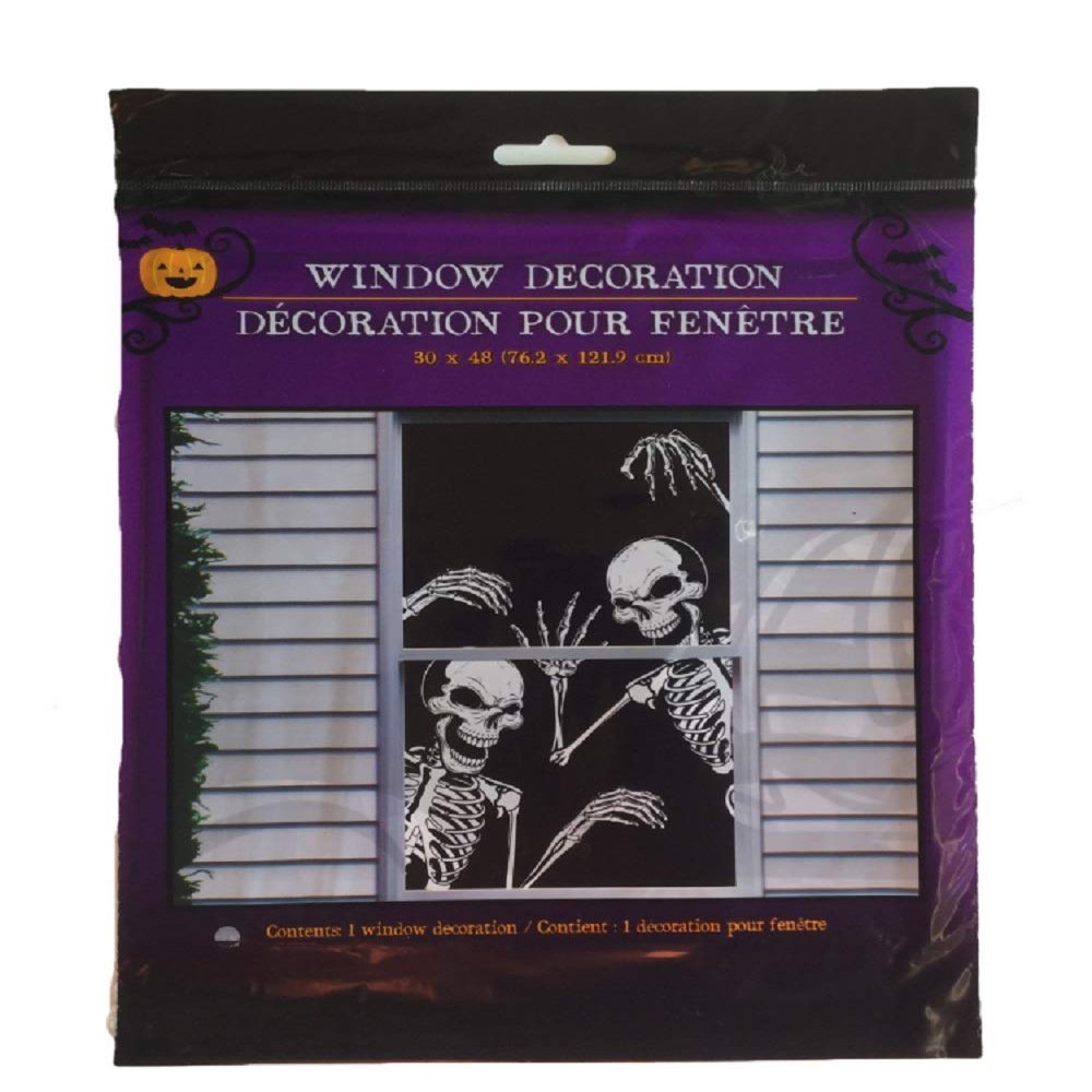 Greenbrier Skeletons Mural Window Cover Halloween Decoration