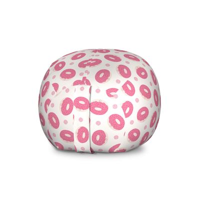 Lunarable Donut Storage Toy Bag Chair, Continuous Kawaii Style Cartoon Smiling Bakery Food Dessert with Sprinkles, Stuffed Animal Organizer Washable Bag, Large Size, Pink Pale Eggshell