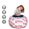 Lunarable Donut Storage Toy Bag Chair, Continuous Kawaii Style Cartoon Smiling Bakery Food Dessert with Sprinkles, Stuffed Animal Organizer Washable Bag, Large Size, Pink Pale Eggshell view 2