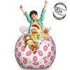 Lunarable Donut Storage Toy Bag Chair, Continuous Kawaii Style Cartoon Smiling Bakery Food Dessert with Sprinkles, Stuffed Animal Organizer Washable Bag, Large Size, Pink Pale Eggshell view 3