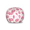 Lunarable Donut Storage Toy Bag Chair, Continuous Kawaii Style Cartoon Smiling Bakery Food Dessert with Sprinkles, Stuffed Animal Organizer Washable Bag, Small Size, Pink Pale Eggshell view 1