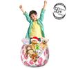 Lunarable Donut Storage Toy Bag Chair, Continuous Kawaii Style Cartoon Smiling Bakery Food Dessert with Sprinkles, Stuffed Animal Organizer Washable Bag, Small Size, Pink Pale Eggshell view 3